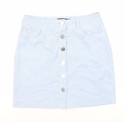 Boohoo Women's Blue Short Skirt, UK 10, Button Detail