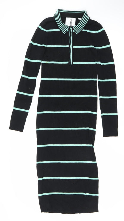 Collusion Women's Black Striped Knit Dress Size 6