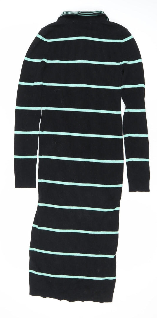 Collusion Women's Black Striped Knit Dress Size 6