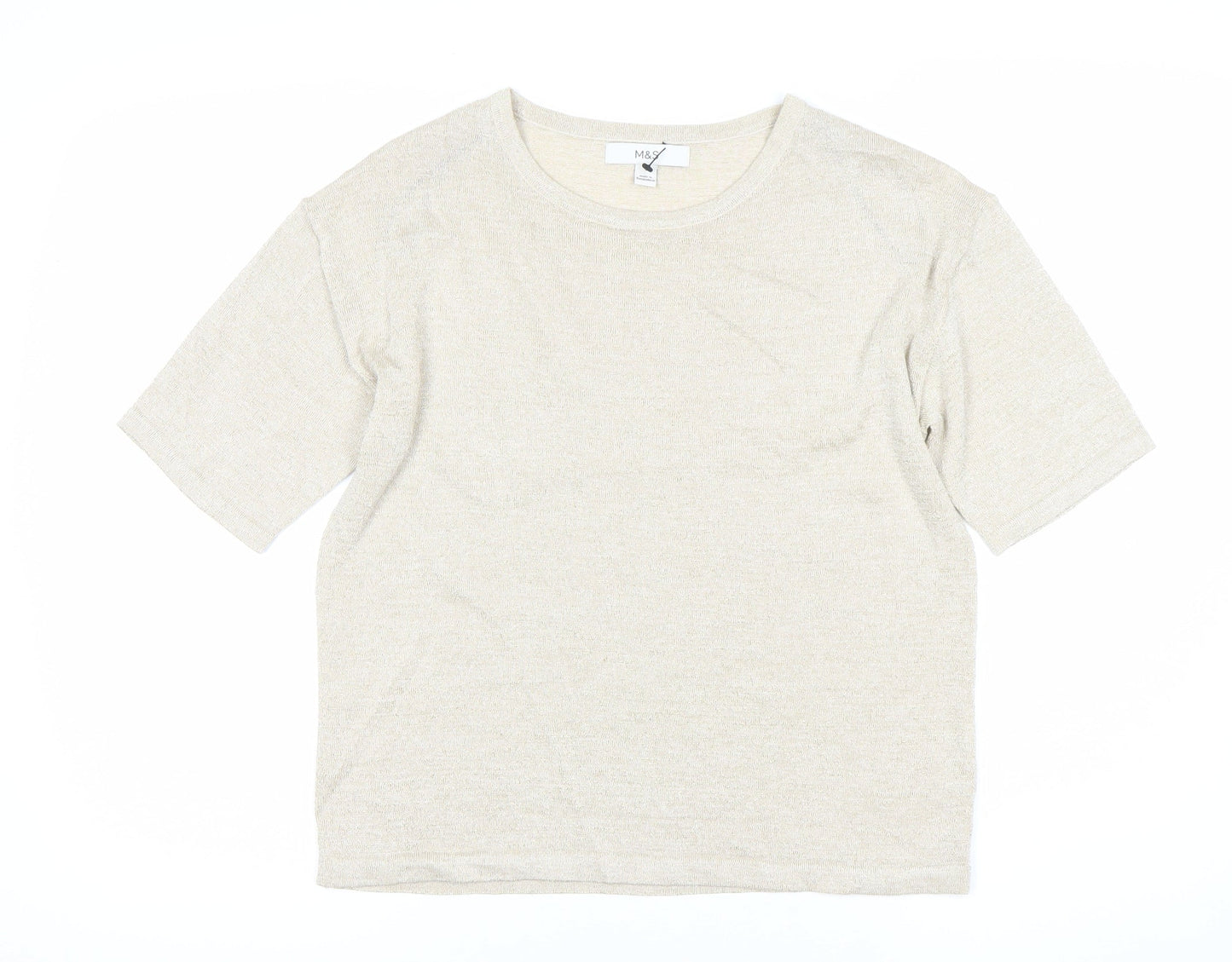 Womens UK Size S Marks and Spencer Beige Jersey T-Shirt