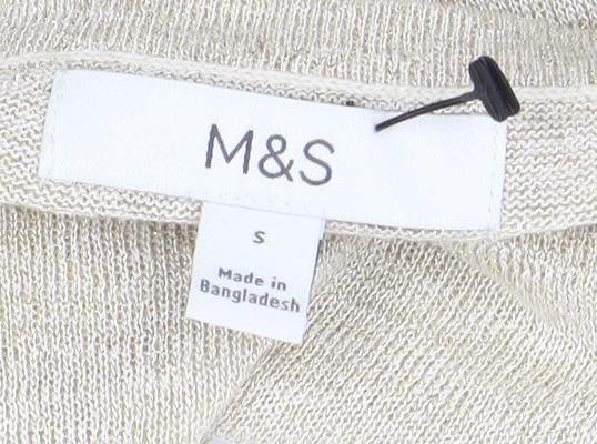 Womens UK Size S Marks and Spencer Beige Jersey T-Shirt