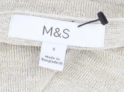 Womens UK Size S Marks and Spencer Beige Jersey T-Shirt