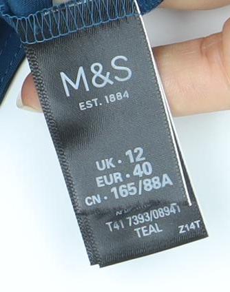 Womens UK Size 12 Marks and Spencer Blue Basic Blouse