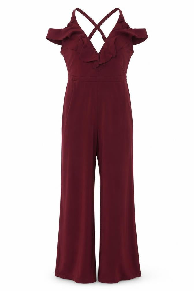 Womens UK Size S Bershka One-Piece Red Jumpsuit