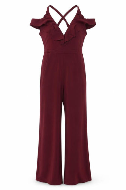 Womens UK Size S Bershka One-Piece Red Jumpsuit