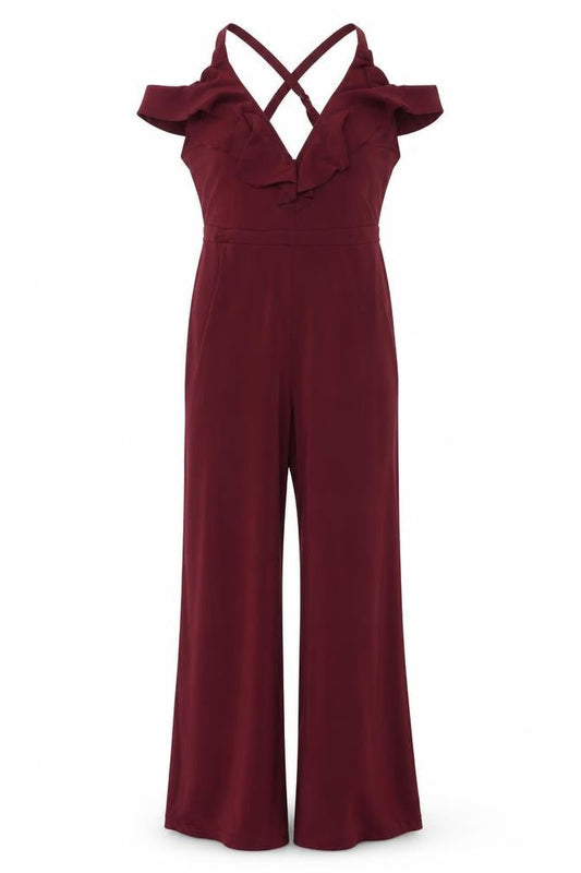 Womens UK Size S Bershka One-Piece Red Jumpsuit