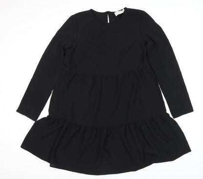 ASOS DESIGN Black Shift Dress Women Size 10 Long Sleeve