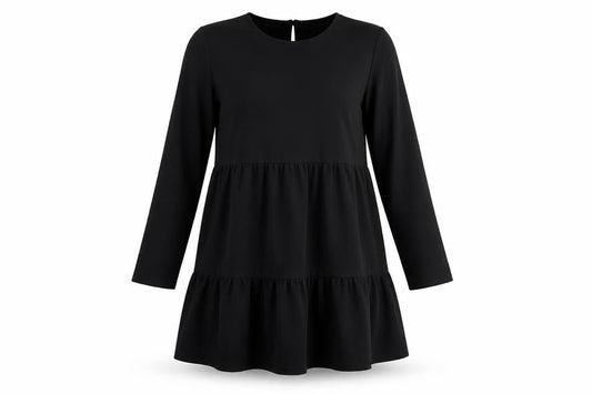 Front view of ASOS DESIGN Black Shift Dress Women, size 10, Long Sleeve