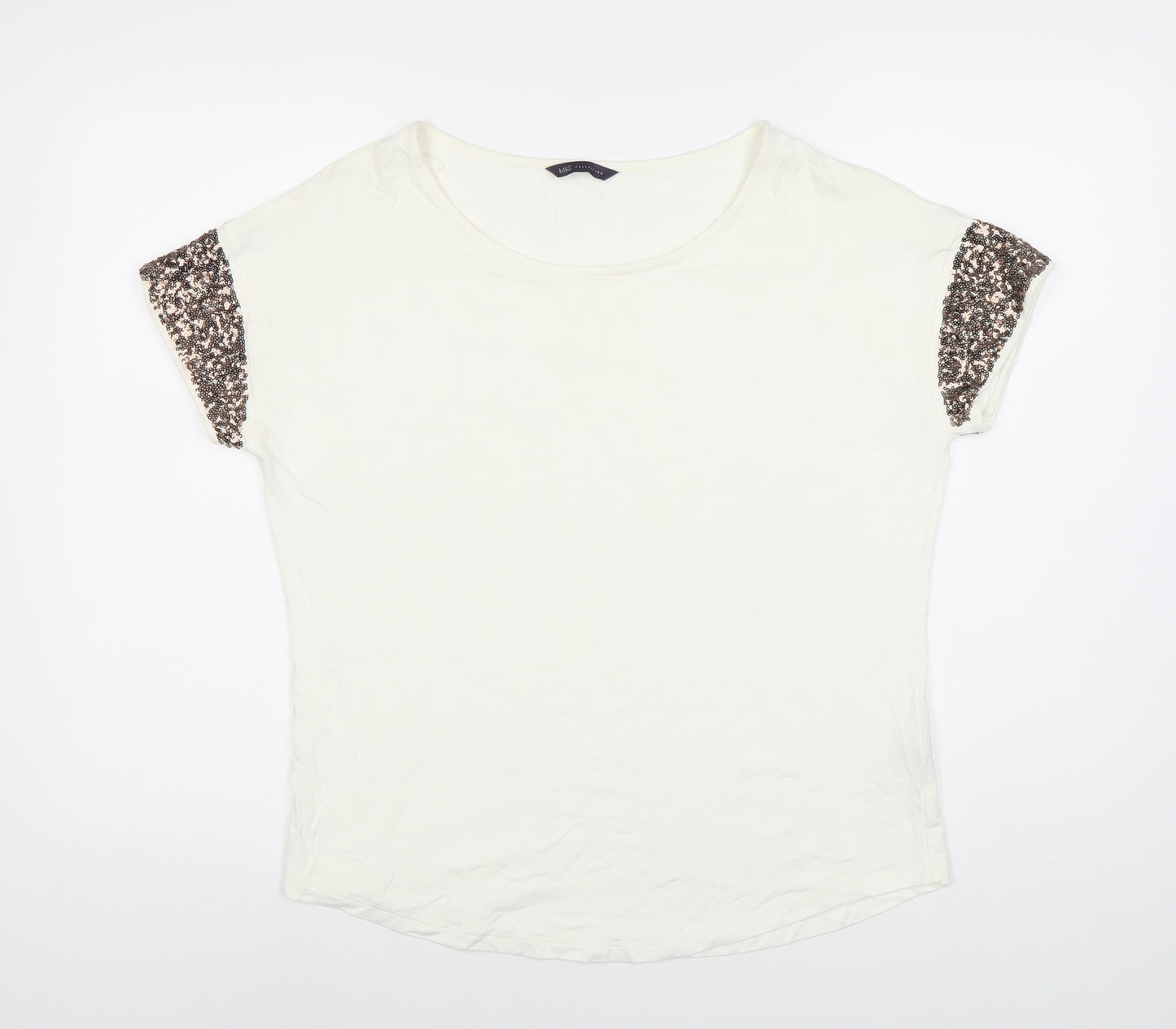 Womens UK Size 14 Marks and Spencer Ivory  T-Shirt