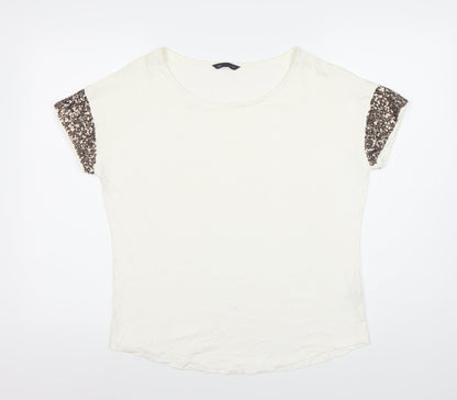 Womens UK Size 14 Marks and Spencer Ivory  T-Shirt