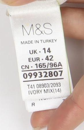 Womens UK Size 14 Marks and Spencer Ivory  T-Shirt