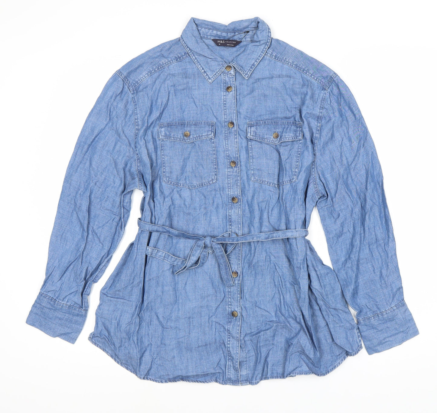 Womens UK Size 10 Marks and Spencer Blue  Button-Up