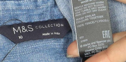 Womens UK Size 10 Marks and Spencer Blue  Button-Up