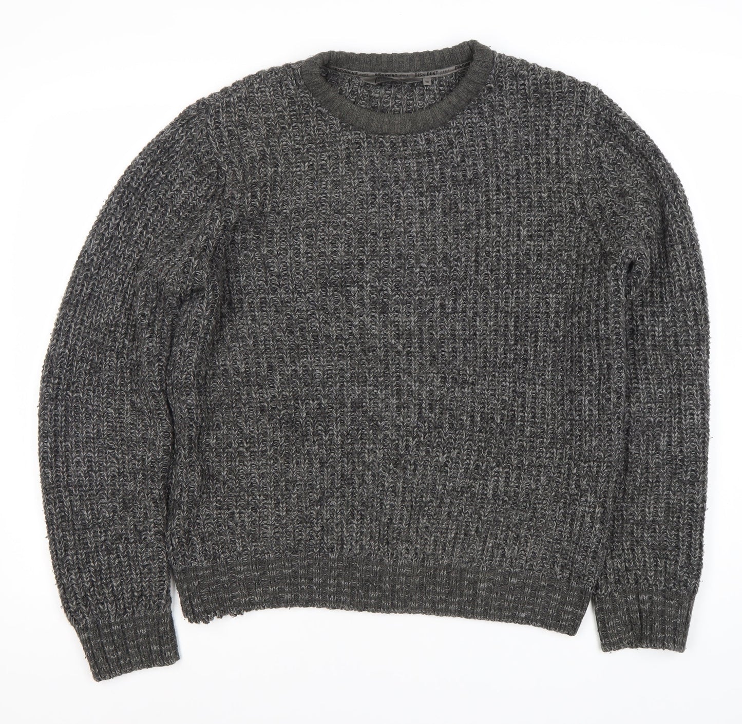 Dissident Men's Grey Chunky-Knit Pullover Jumper M
