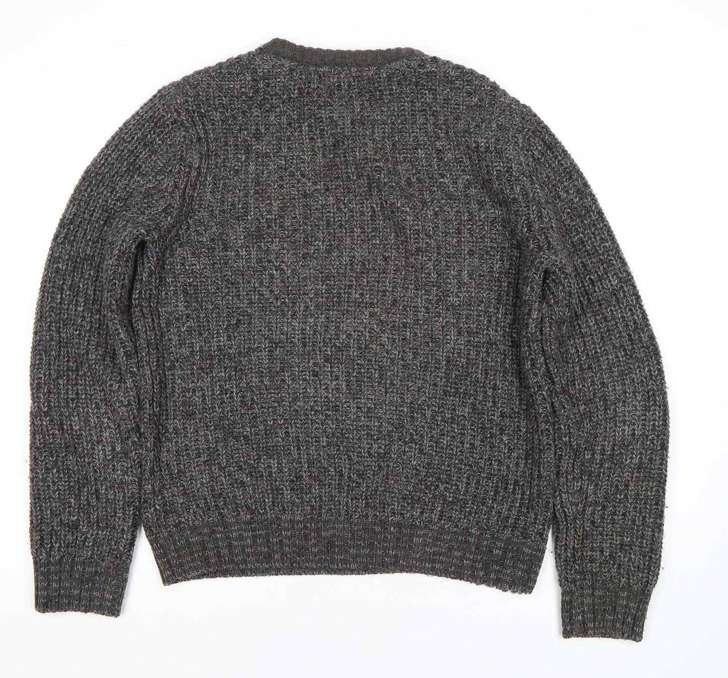 Dissident Men's Grey Chunky-Knit Pullover Jumper M