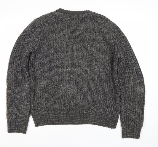 Dissident Men's Grey Chunky-Knit Pullover Jumper M