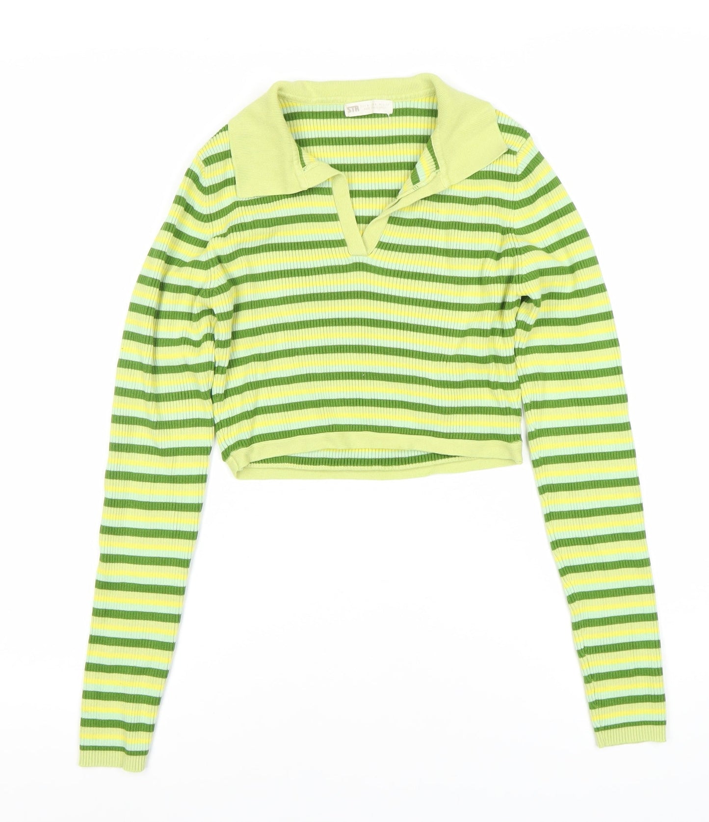 Womens UK Size 6 STR Green Cropped Blouse