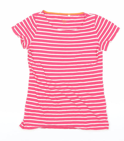 Boden Women's Pink Striped T-Shirt, Size 8, Cotton