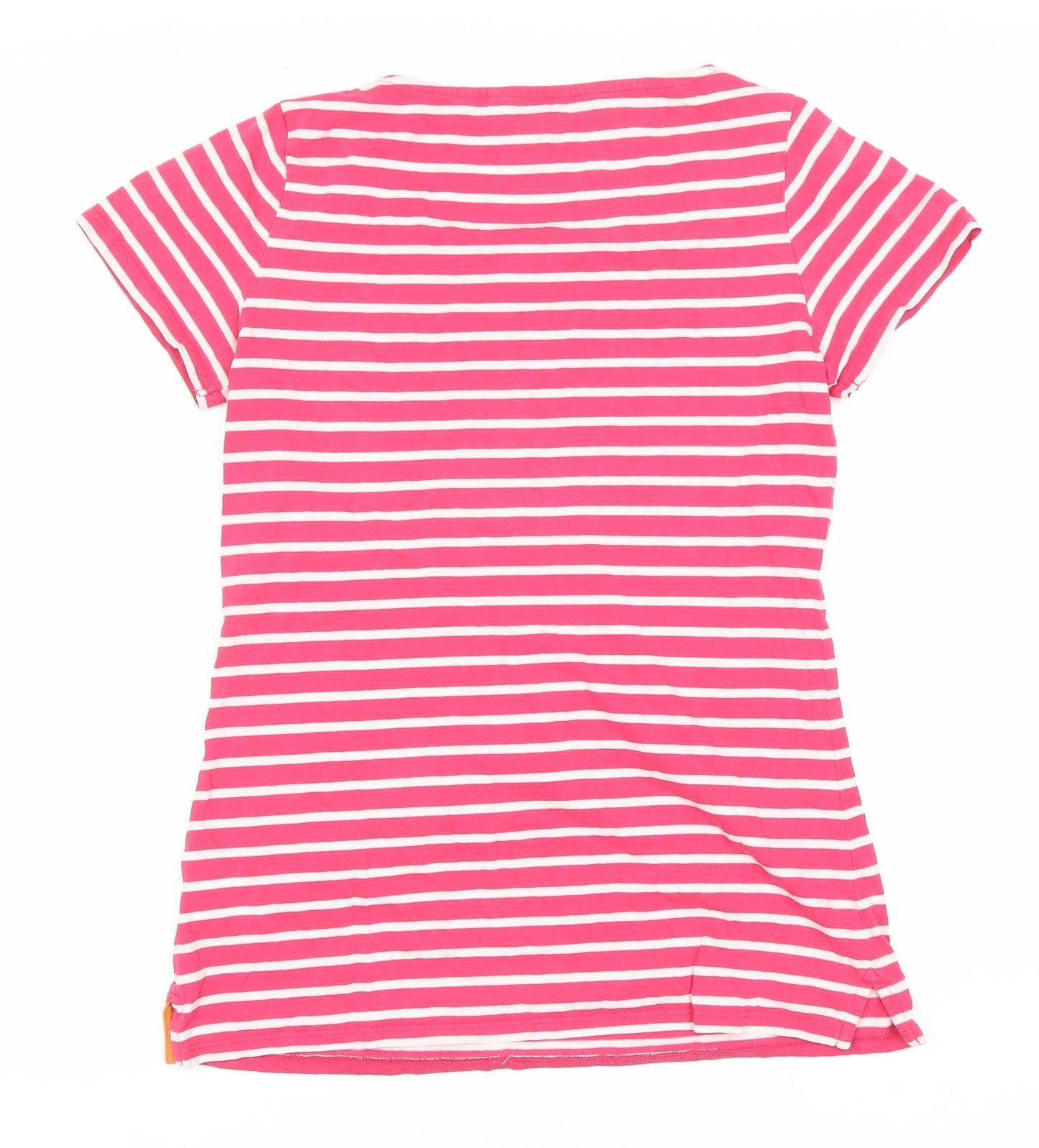 Boden Women's Pink Striped T-Shirt, Size 8, Cotton