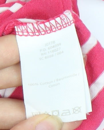 Boden Women's Pink Striped T-Shirt, Size 8, Cotton