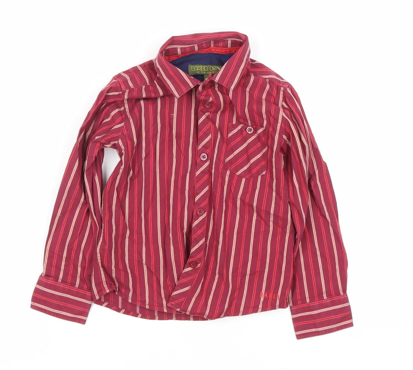 Ted Baker Boys Red Striped Button-Up Shirt 4-5Y Long Sleeve