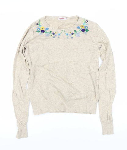Cath Kidston Women's Beige Floral Knit Jumper XS