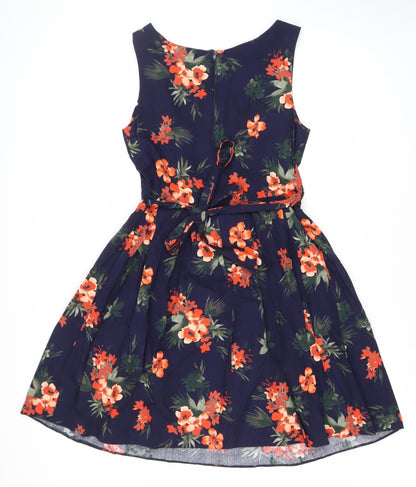 Apricot Multicoloured Floral A-Line Dress Size 14