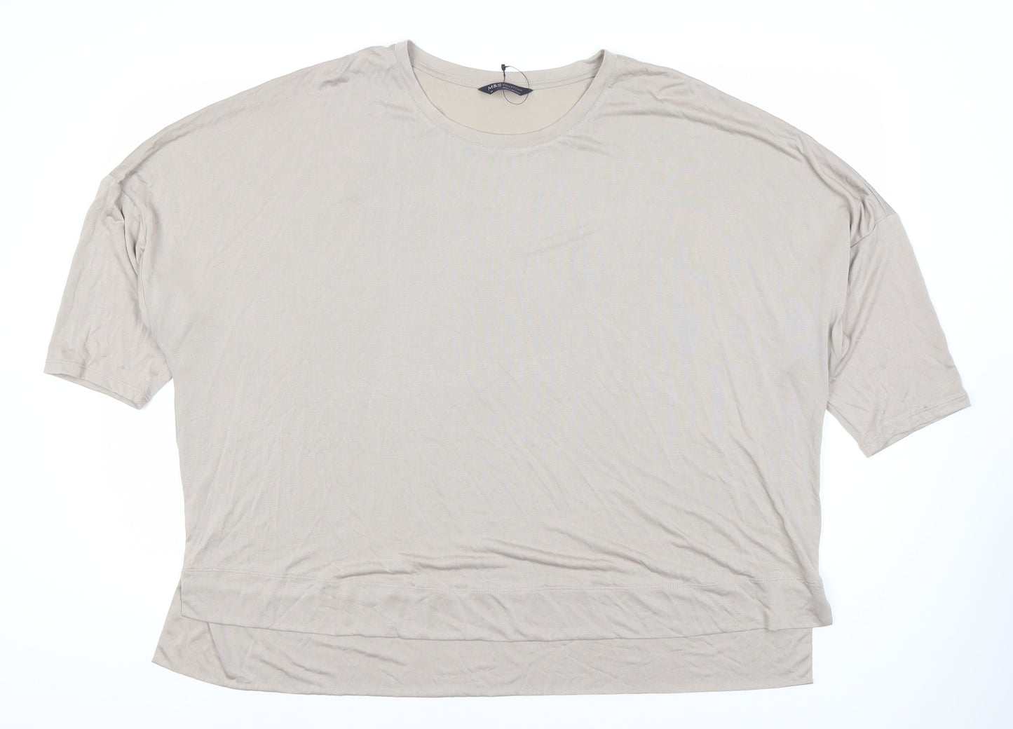 Womens UK Size 24 Marks and Spencer Beige Basic T-Shirt