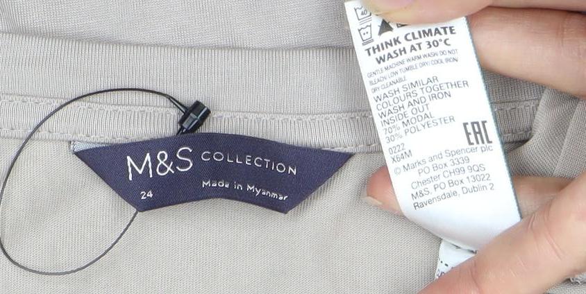Womens UK Size 24 Marks and Spencer Beige Basic T-Shirt