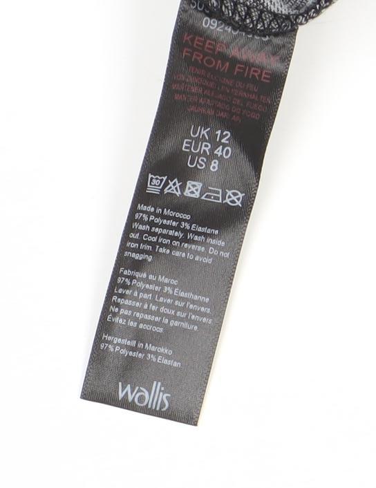 Wallis Black Geometric Sheath Dress - Size 12