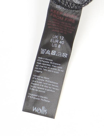 Wallis Black Geometric Sheath Dress - Size 12