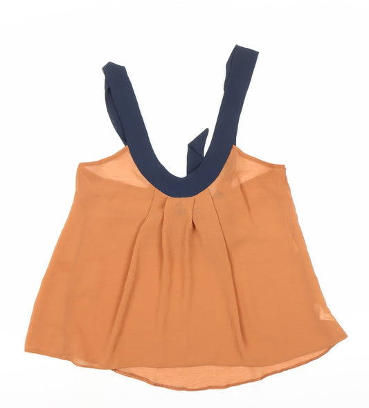 Jane Norman Women's Brown Sleeveless V-Neck Tank