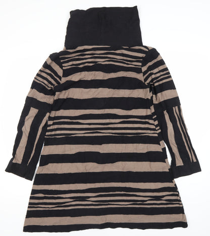 Adini Women's Black Striped Dress, Size S, Long Sleeve