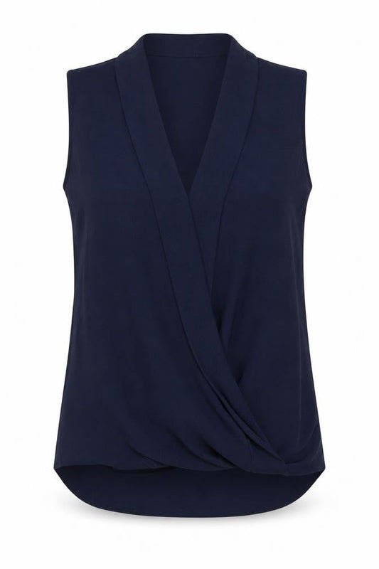 Womens UK Size 12 Paraphrase Blue Wrap Blouse