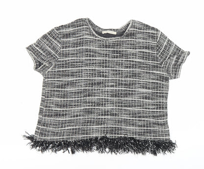 Womens UK Size 8 Zara Black Basic T-Shirt