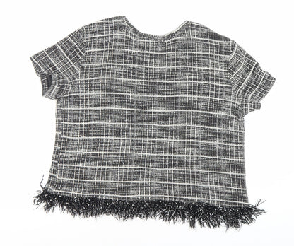 Womens UK Size 8 Zara Black Basic T-Shirt