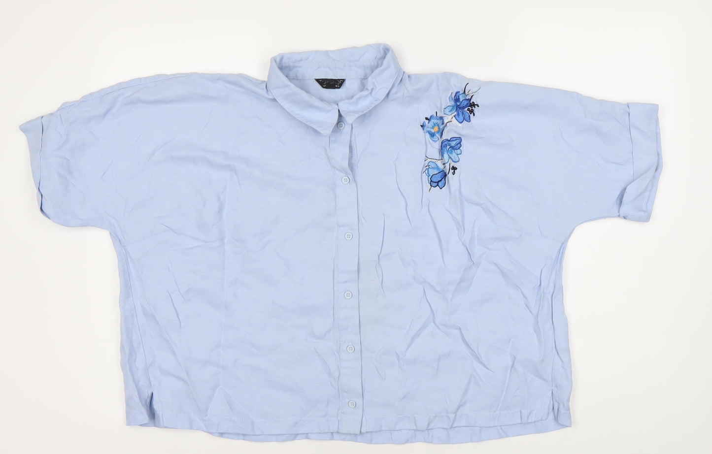 Womens UK Size 16 Topshop Blue Basic Button-Up