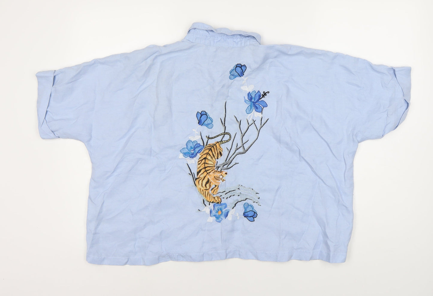 Womens UK Size 16 Topshop Blue Basic Button-Up