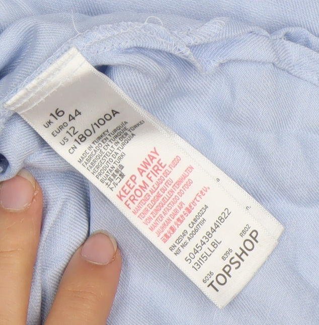 Womens UK Size 16 Topshop Blue Basic Button-Up