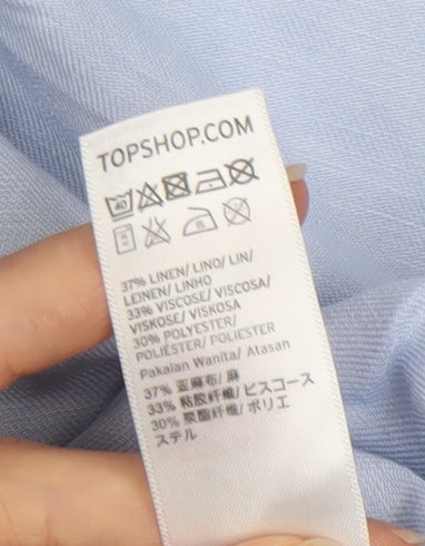 Womens UK Size 16 Topshop Blue Basic Button-Up