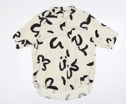 New Look Women's Ivory Floral Button-Up Shirt, Size 12