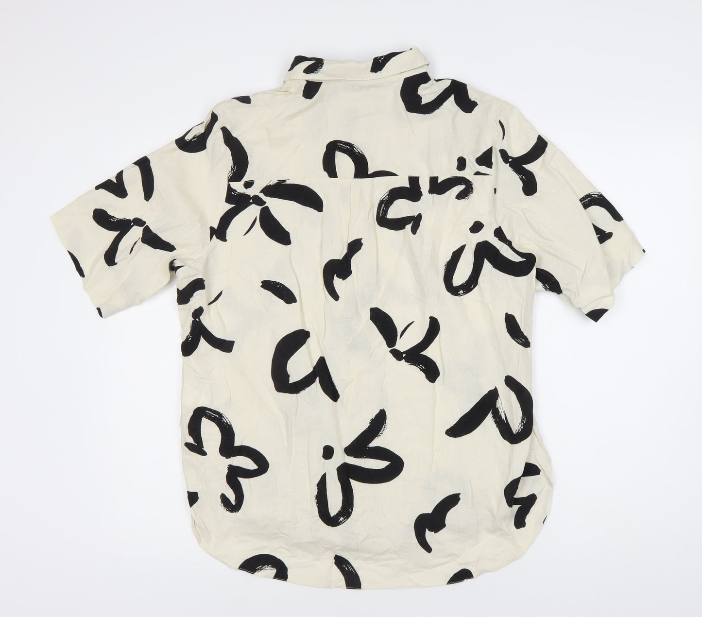 New Look Women's Ivory Floral Button-Up Shirt, Size 12