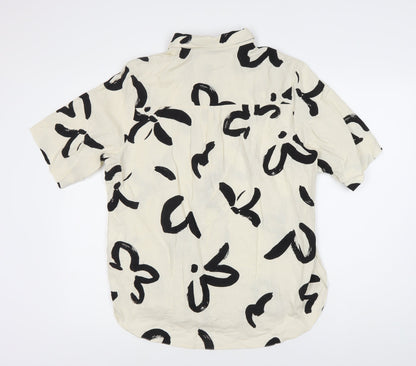 New Look Women's Ivory Floral Button-Up Shirt, Size 12