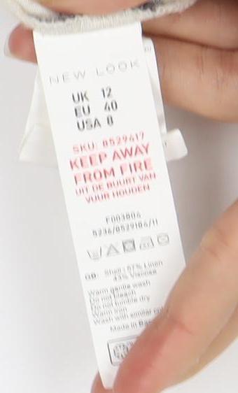 New Look Women's Ivory Floral Button-Up Shirt, Size 12