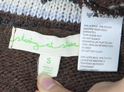 Womens UK Size S Staring at Stars Brown Cardigan Jumper