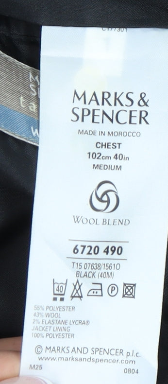 Marks and Spencer Men's Black Blazer, Size M, Formal
