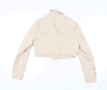 PrettyLittleThing Women's Beige Cropped Double-Breasted Jacket