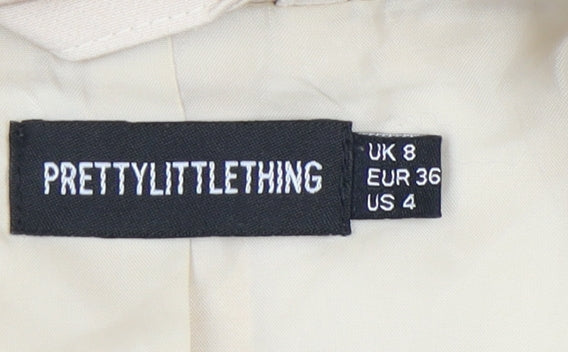 PrettyLittleThing Women's Beige Cropped Double-Breasted Jacket