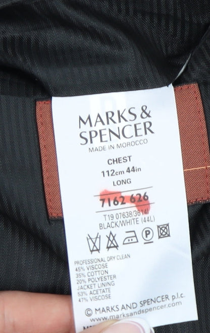 Marks & Spencer Men's Black and White Blazer 44L