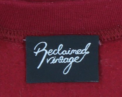 Unisex Adults UK Size S Reclaimed Vintage Red Pullover Sweatshirt